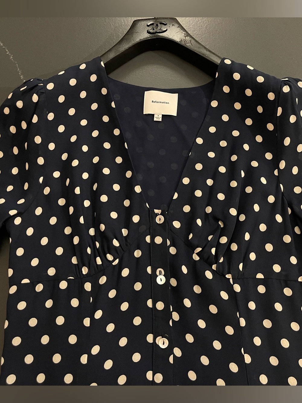 NEW Reformation Lise Midi Dress In Blue Dot Size 8 - Picture 8 of 14